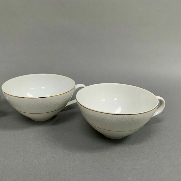 Touch of Gold Embassy Cups White Border Design Gold Trim Lot of 4 - Picture 3 of 12